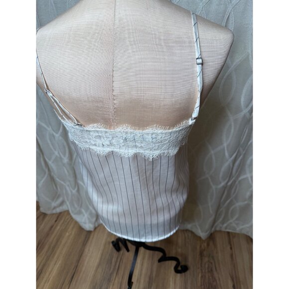 Abercrombie & Fitch Womens Striped Lace Trim Tank Top S White Navy Coquette Y2K - Picture 10 of 14